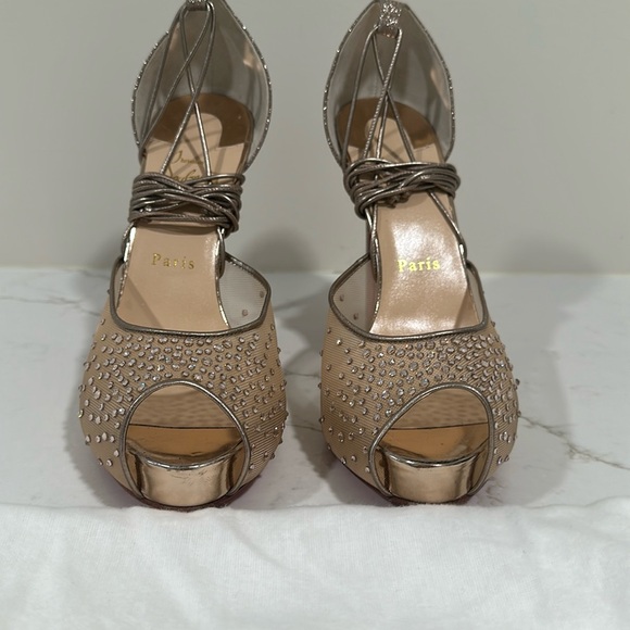 Christian Louboutin Maia La Bella Alta Strass lace up pumps size 40.5 new - Picture 6 of 13